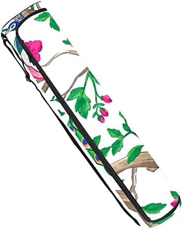 Bolsa de tapete de ioga ratgdn, pavões em galhos de árvores florais Exercício de ioga transportadora de tape