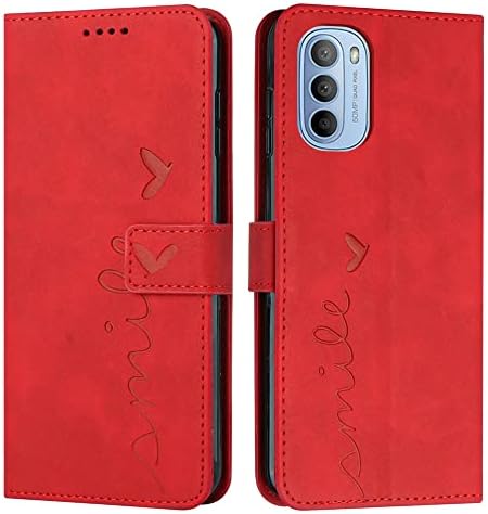 Carteira da caixa Ivy Moto G41, [Smile Love] [Kickstand Flip] [Lanyard ombro -Strap] [Couro PU] - Caixa da carteira para Motorola
