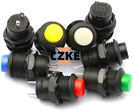 AKDE 20PCS DS-428/427 Round Button Switch com bloqueio automático sem bloqueio automático Botão vermelho Verde amarelo