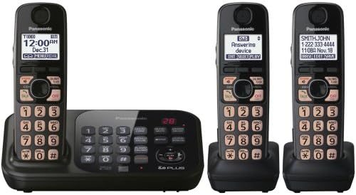 Panasonic KX-TG4744B DECT 6.0 Telefone sem fio com sistema de resposta, preto, 4 aparelhos