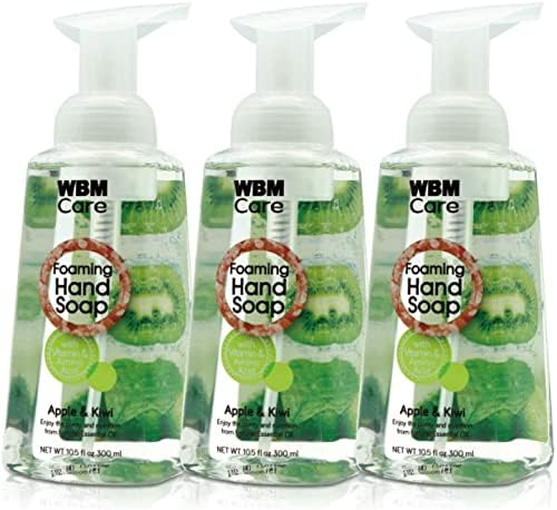 WBM Care Foming Laving, enriquecido com maçã e kiwi, hidratante e limpador, cuidados com a pele, sabão líquido, 300 ml/cada