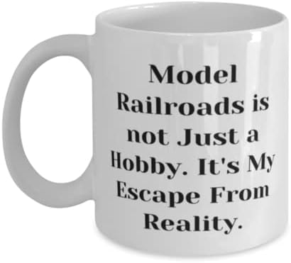 Model Railroads não é apenas um hobby. É minha fuga da realidade. 11 onças de caneca de 15 onças, copo de ferrovias