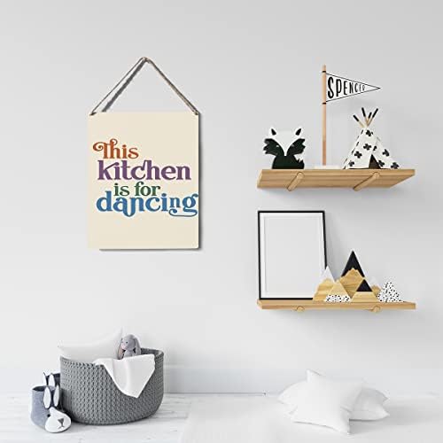Decoração de placas de cozinha Esta cozinha é para dançar placas de madeira de madeira pendurada na colorida Posters de arte 8 ”x10” decoração de casa rústica