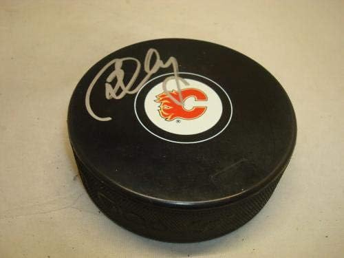 Bob Hartley assinou o Calgary Flames Hockey Puck autografado 1a - Pucks autografados da NHL