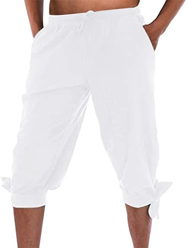 Miashui 8 shorts masculinos de lazer de lazer sólido algodão e linho de linho de cinco pontos com zíper para cima shorts