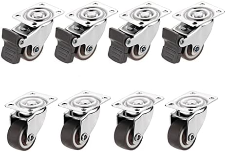 Móveis para carrinhos ， Cutters 8 peças Casters de móveis de borracha macia giratórios giratórios de borracha rolos de prata