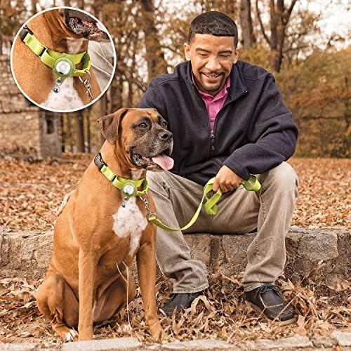 Porta de colarinho de cão de airtag de couro ， loop de airtag para rastreador de cães GPS ， titular integrado de colarinho de