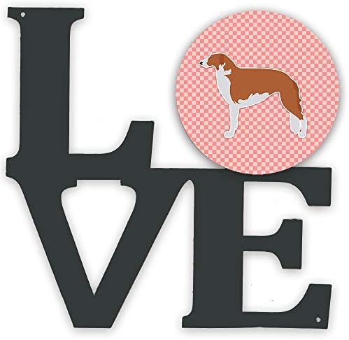 Tesouros de Caroline BB3599WALV Borzoi Russo GreyhoundBoard Pink Metal Wall Artwork Love,