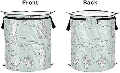 Seahorses Peixes Policam cesto de roupa com lavander