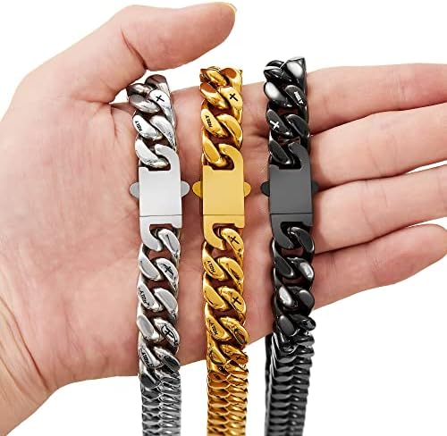 Pulseiras de cadeia cubana lteydf para homens mulheres 18k Glod Tone Plating/Silver Chunky Jóias de moda de aço inoxidável