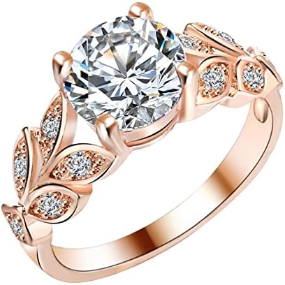 Dbylxmn noivado redonda de zircões de zircões de mulheres anéis de casamento anéis de jóias para mulher full diaml damies
