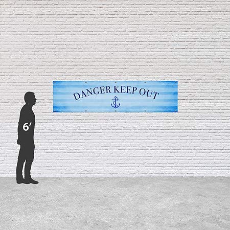 CGSignLab | Dangers Keep Out -natical Stripes Banner de vinil ao ar livre pesado | 8'x2 '