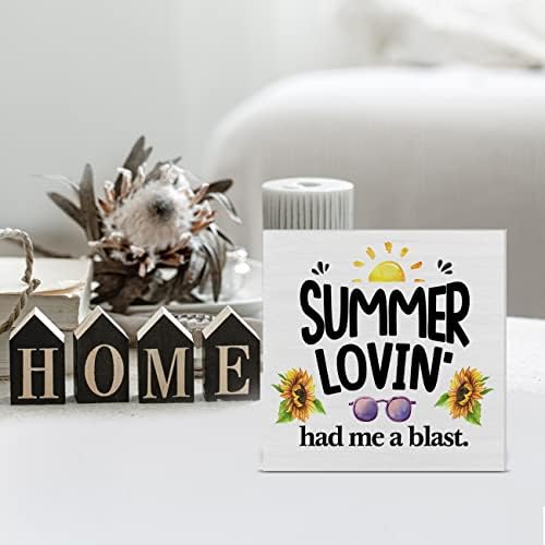 Summer Lovin 'Wood Box Signk Decor Decoração de férias de verão Decoração de placas de madeira para cabine de cabine em casa parede de prateleira de praia