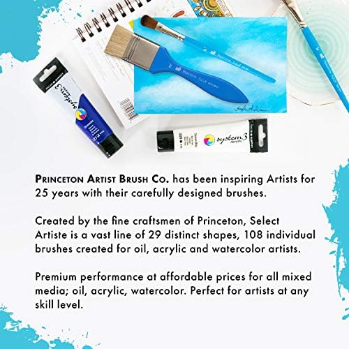 Princeton Select Artista, Série 3750, pincel para acrílico, aquarela e óleo, cerdas brilhantes, 1-1/2 polegadas