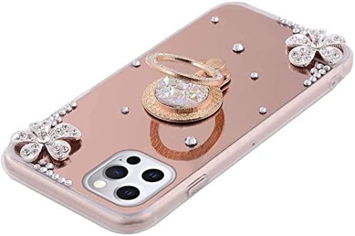 Ykybhx Compatível com o espelho do iPhone 11, o espelho de cristal incrustado de diamante Shinestone Glitter Bling Refli