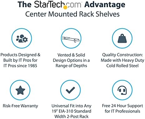 Startech.com Post Rack Shelf - Montagem central - 19 polegadas -2U - Black - suporta até 75 lb. - ventilada