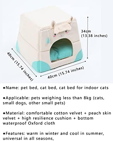 Pensando na cama de gato de gato interno, cama de gato, cama de estimação, cama de gatinho, cesta de gatos, cama de cachorro, cama de caverna de gato, cama de caverna de estimação, animais de estimação em 8 kg, quente, macio e confortável-creamy-branco