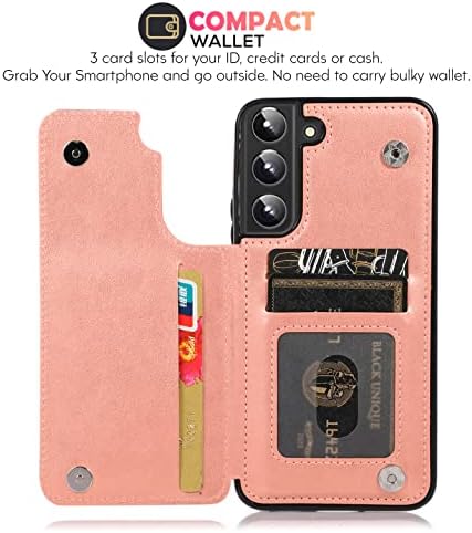 Adirva para Samsung Galaxy S22 Case da carteira para mulheres - design de borboleta em relevo com suporte de cartão, kickstand