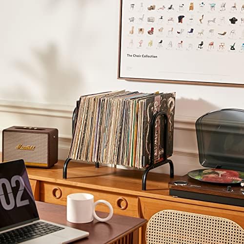 KAZAKA Premium Vinyl Record Storage ， Solutora de armazenamento de recordes de vinil, encaixa 110 álbuns/LPS, suporte de organizador de registros de vinil metal, robustez/simples/funcional/fácil montagem
