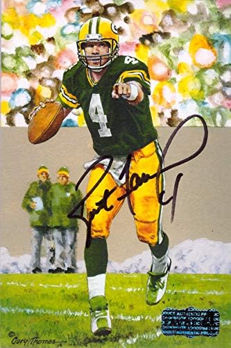 Brett Favre autografou/assinado Green Bay Packers Line Art 4x6 Card - LE