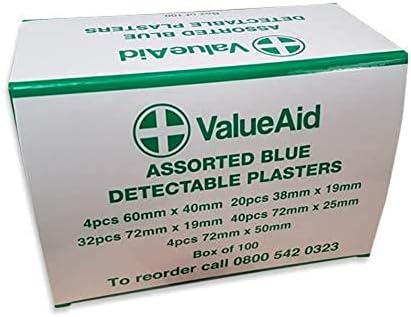 Value Aid Aid Sunted Blue Detectable Guters - Caixa de 100