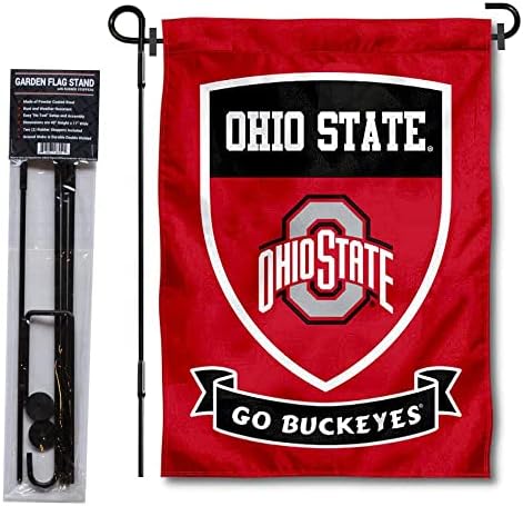 Universidade Estadual de Ohio Go Buckeyes Shield Garden Bandle and Flag Stand Stand Setent