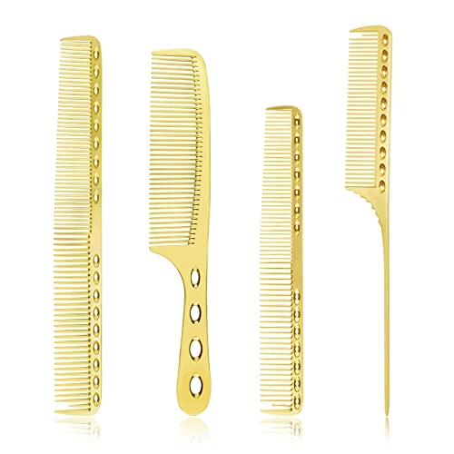 4 tipos de pente de metal conjunto de pente profissional de pente de pente de pente de pente para pente de cabelo para barbeiro