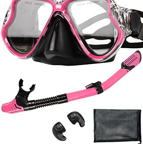 Conjunto de snorkel de piyazi para adultos, máscara de vista larga panorâmica e conjunto de snorkel superior seco,