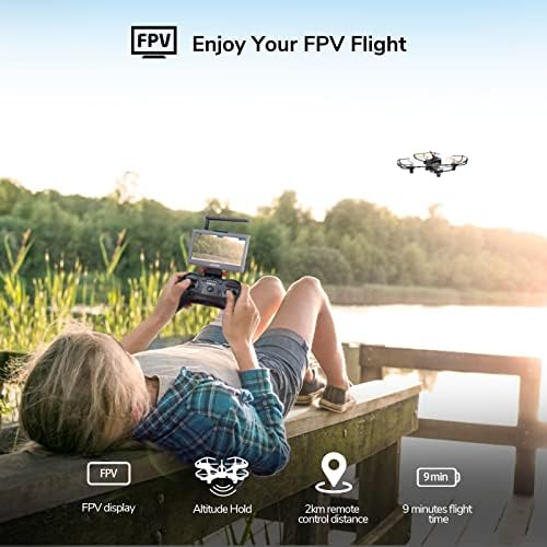 Radiolink F121 FPV Mini RC Drone RTF com câmera para iniciantes para adultos e crianças, Quadcopter RC escovado de 121 mm, altitude Hold, 2 baterias com estojo de transporte, Racing e Treinamento de Monitor e Treinamento para UAV para UAV para UAV para UAV para UAV para UAV para UAV para UAV para