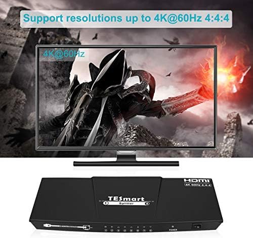 Tesmart 4K HDMI Splitter 1x8 Ultra HD 4K 60Hz 4: 4: 4 Powered 1 em 8 Out Hdmi Splitter Compatível com PC PS3 Xbox-HDMI, HDCP, HDR, RGB, YUV, 18 Gbps