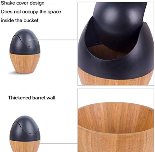 Htllt Waste Collection Bucket Mini Lixo pode ser criativo de bambu para desktop com tampa de limpeza para a cozinha banheiro da
