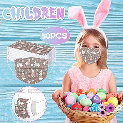 JMETRIE 50pcs Kids máscara facial descartável Easter Rabbit Tampa de face impressa Máscara confortável respirável para