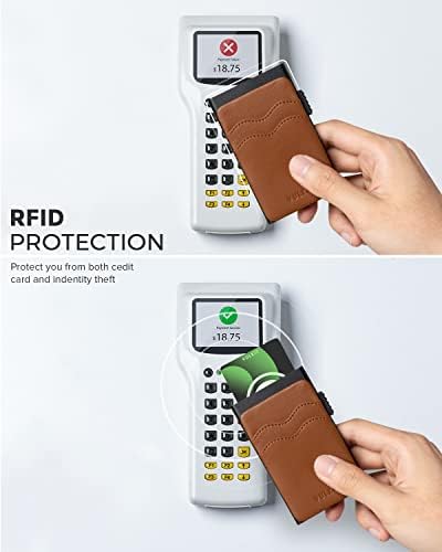 Titular do cartão de crédito Vulkit Minimalista Slim Pop Up Cartet com Slots de couro Bloqueio RFID para homens e mulheres possui