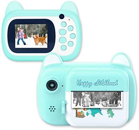 Feilok Instant Camera for Kids, câmera de 32 GB com papel impresso para meninas, Screen HD 1080p IPS CARRELA CRIANÇA DIVERNA Câmera Digital Camera Câmera Câmera Selfie Video Câmera Infantil Câmera de brinquedo Para crianças 3-12