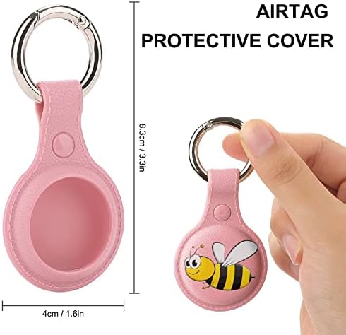 Cartoon Bee Protective Case Compatível para Airtag Anti-Perd Locator Solder com anel-chave para carteira de colarinho