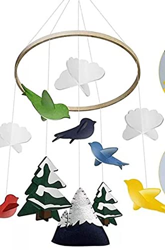 Baby Crib Mobile Bursery Cot Mobile, Birds Woodland Clouds Bursery Decoration, Crib Mobile Decoration for Boys and Girls, Senti Mobile