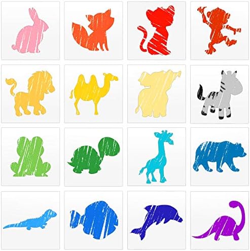16 peças giz de giz de animal conjunto de estêncil de risp reutilizável pintura de giz de estêncils variados modelos de estêncil