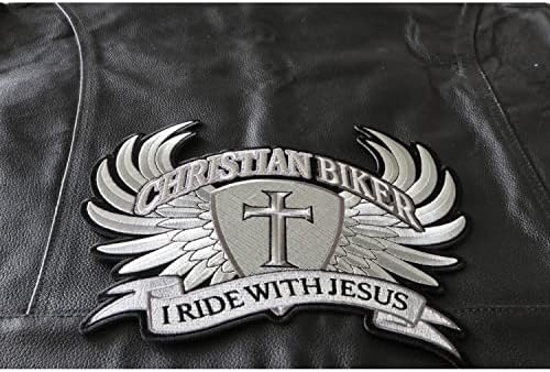 Eu ando com Jesus Christian Biker Patch para as costas de jaquetas ou coletes