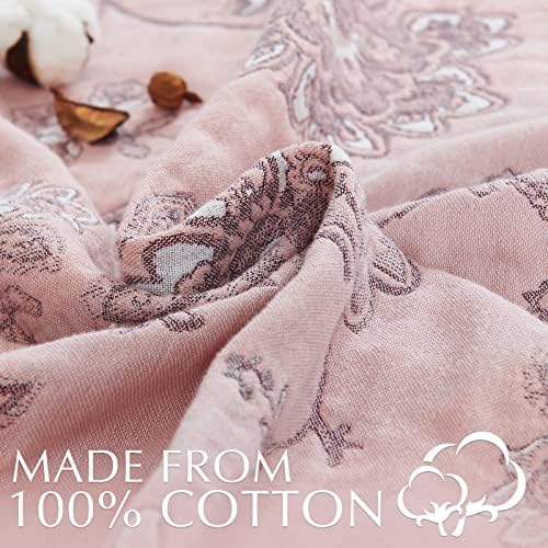 Jinchan Pink Throw Planta para sofá Coloque de algodão de algodão macio de algodão macio respirável 4 camadas 4 camadas cobertor