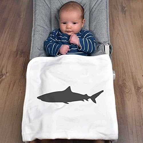 Azeeda 'silhueta de tubarão' cobertor de bebê de algodão/xale
