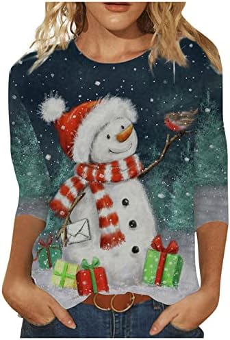 Roupas de inverno para mulheres Crewneck Feliz Natal saindo top