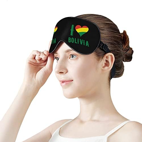 Eu amo máscara ocular da Bolívia para Blackout Night de bunda com cinta ajustável para homens mulheres viajam de ioga na soneca