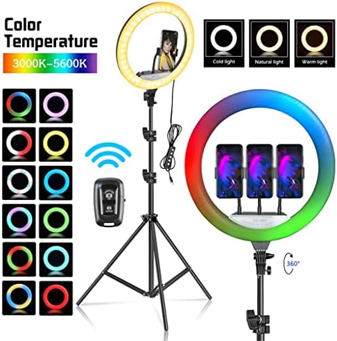 Lukeo RGB Ring Light com lâmpada LED de led de suporte para suporte para tripé para transmissão ao vivo anel de maquiagem de maquiagem