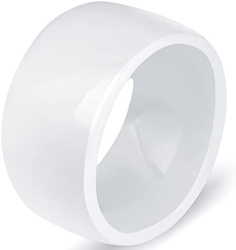 eternllery 12mm de altura de 12 mm clássico simples e simples cerâmica branca anel de casamento