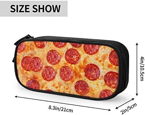 AseeLo 3D Pizza Pepperoni Pouca de papelaria de camada dupla impressa com zíper, bolsa de armazenamento de grande