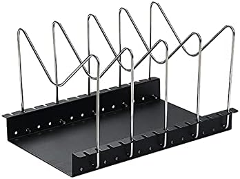 PMUYBHF OTS e PANS Organizer rack para armário, tampa de maconha, rack de panela expansível para armário de cozinha Pantry Bakeware tampa com 4 compartimentos ajustáveis