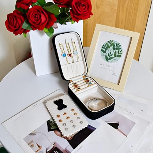 Caixa de jóias de luxo de Sanqianwan para mulheres ， Organizador de casos de viagem portátil para anéis Brincos Presente de