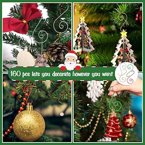 Ganchos de ornamentos de Natal, 160 PCs Ganchos de Natal Star Stary Shaped com caixa de armazenamento, cabides de metal de Natal para decorações de árvores de Natal, multicolor