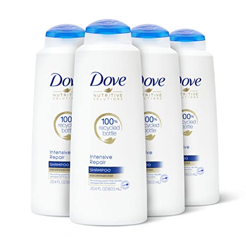 Soluções nutritivas de Dove fortalecendo o shampoo para cabelos danificados Reparo de cabelo seco Fórmula de shampoo com ativos de queratina 20,4 oz, 4 contagem