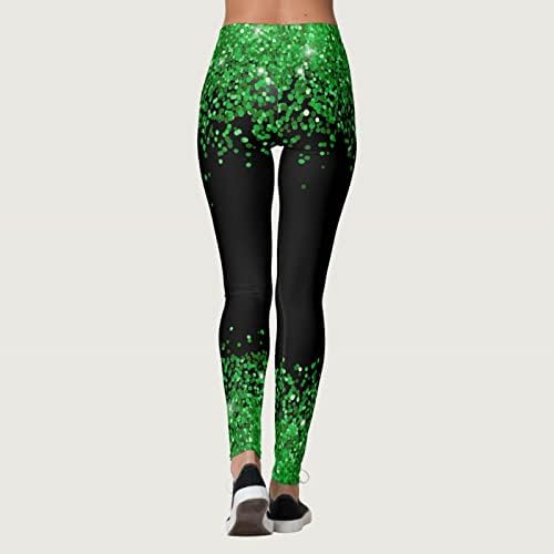 Leggings de cintura alta do Dia de St Patricks para mulheres CLOVER PRESSA PRESSA PROMUTA MOLOS OPAQUE LIM